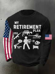 Men's Funny Veteran Retirement Printed Waffle Tops