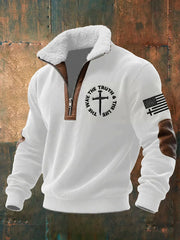 Men's The Way The Truth The Life Faith Cross Flag Baggy Zip-up Hoodie