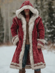 Men's Christmas Inspired Furry Hooded Coat