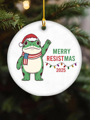 Merry Resistmas Portland Frog Printed Acrylic Decorative Ornament