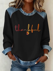 Women's Thanksgiving Pattern Patchwork Art Sweatshirt