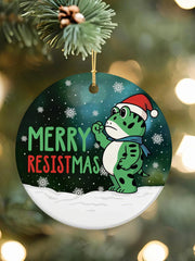 Merry Resistmas Portland Frog Printed Acrylic Decorative Ornament