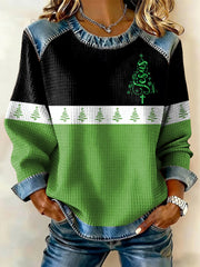 Women's Christmas Belief Print Waffle Sweatshirt