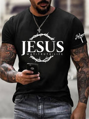 Men's Jesus Faith Cross Print Casual Short Sleeve T-shirt