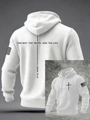 Men's Jesus The Way The Truth The Life Cross Checkered Cotton Hoodie
