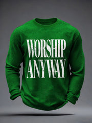 Men's Worship Anyway Print Waffle Long-Sleeve T-Shirt