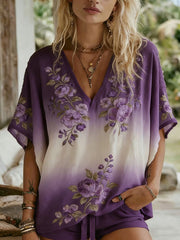 Women's Floral Art Print Casual T-Shirt