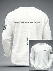 Men's Jesus The Way The Truth The Life Cross Waffle Long Sleeve T-Shirt