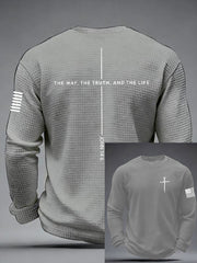 Men's Jesus The Way The Truth The Life Cross Waffle Long Sleeve T-Shirt