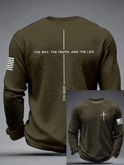 Men's Jesus The Way The Truth The Life Cross Waffle Long Sleeve T-Shirt
