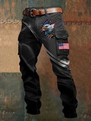 Men's American flag sea eagle casual pants
