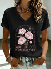Women's 'Motherhood Is Kingdom Work' Printed Casual T-Shirt