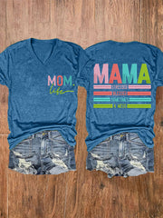 Women's Mama Stressed Blessed Sometimes A Mess Mother's Day Gift Casual V-Neck Tee
