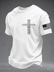 Men's Fashion Casual Faith imitation cotton short-sleeved T-shirt