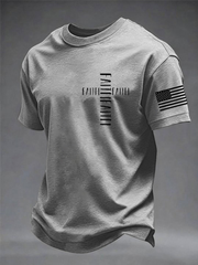 Men's Fashion Casual Faith imitation cotton short-sleeved T-shirt