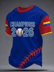 Men's Venezuela Baseball Champion Printed T-shirt