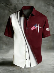 Men's faith cross flag shirts