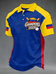 Men's Celebrate Venezuela 2026 Baseball Champions Print Casual Polo