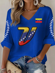 Women's Celebrate Venezuela 2026 Baseball Champions Print Casual Waffle T-shirt