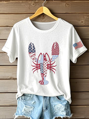 Women's Lobster Pattern Patchwork Art T-Shirt