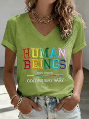 Women's Pride Month Retro Human Beings 100% Organic Colors May Vary Short Sleeve T-Shirt