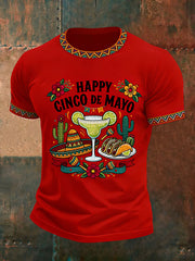 Men's Happy Cinco De Mayo Print Casual Tee