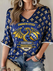 Women's Bosnia Football Lover ZMAJEVI Printed T-shirt