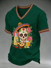 Men's Cinco De Mayo Print Short-Sleeve V-neck T-shirt