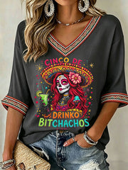 Women's Cinco de Mayo Print Casual T-Shirt