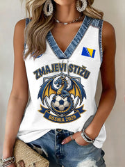 Women's Bosnia Football Lover ZMAJEVI Printed Vest