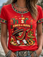 Women's Mexican Cinco de Mayo Printed short-sleeved T-shirt
