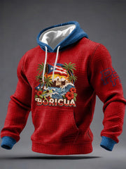 Men's Puerto Rico Printed Checkered Cotton Hoodie