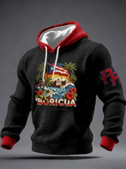 Men's Puerto Rico Printed Checkered Cotton Hoodie