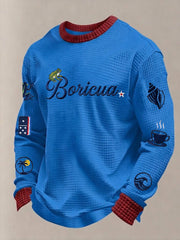 Men's Puerto Rico Printed Waffle Long Sleeve Sweatshirt
