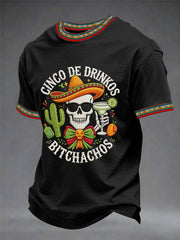 Men's Funny Cinco De Mayo Bitchachos Skull Print Tee