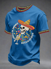 Men's Funny Cinco De Mayo Bitchachos Skull Print Tee