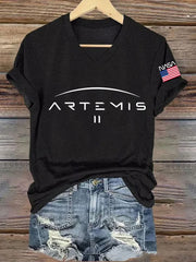 Women's Artemis II 2026 Print Casual V-Neck Tee