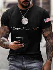 Men's Copy Moon Joy Print Round Neck Short Sleeve T-shirt