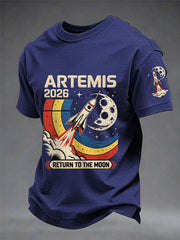 Men's Artemis II 2026 Return To The Moon For All Humanity Print Casual Tee