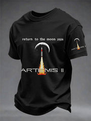 Men's Artemis II 2026 Return To The Moon For All Humanity Print Casual Tee