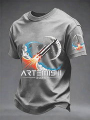 Men's Artemis II 2026 Return To The Moon For All Humanity Print Casual Tee