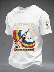 Men's Artemis II 2026 Return To The Moon For All Humanity Print Casual Tee