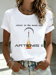 Women's Artemis II 2026 Return To The Moon For All Humanity Print Casual Tee