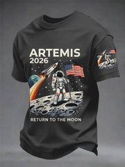 Men's Artemis II 2026 Return To The Moon For All Humanity Print Casual Tee
