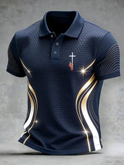 Men's Christian Cross Print Casual Polo