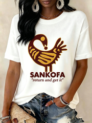 Women's Sankofa Return And Get It Waffle Fabric Short-sleeved T-shirt