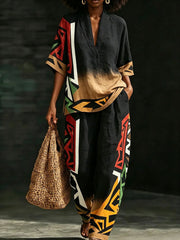Women's Black Pride Juneteeth Art Printed Linen Sets
