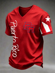 Men's Puerto Rico Printed V-neck T-shirt