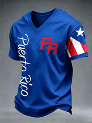 Men's Puerto Rico Printed V-neck T-shirt