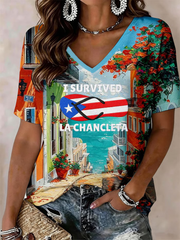 Women's Puerto Rico Printed short-sleeved T-shirt